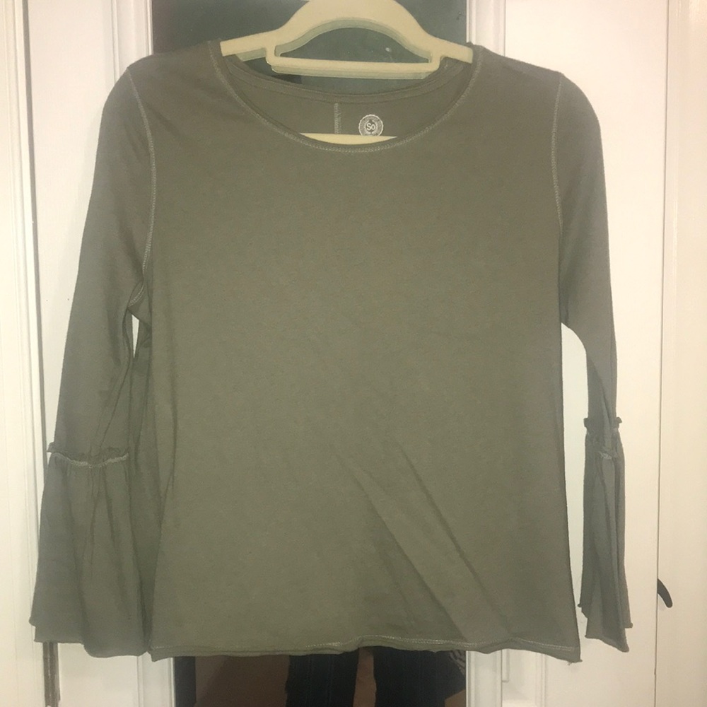Olive green Ruffle tee